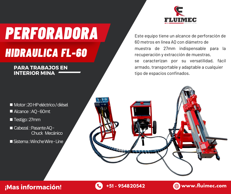 Perforadora FL-60 para proyectos en mina 